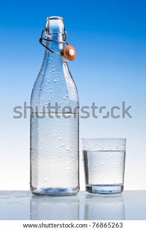 water bottle with glass