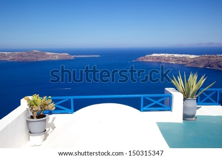 Balcony overlooking the Aegean Sea with mountain view