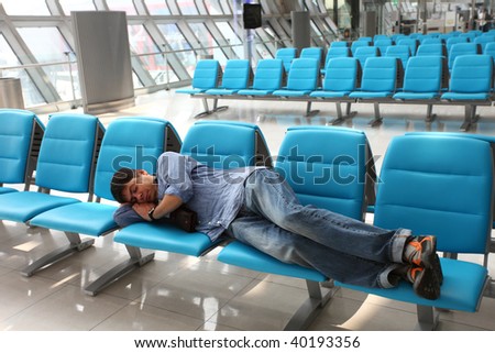 Man fallen asleep in airport