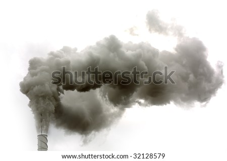 Dirty smoke on the white background, ecology problems