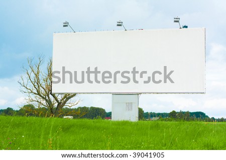 Billboard for advertisement on sky background