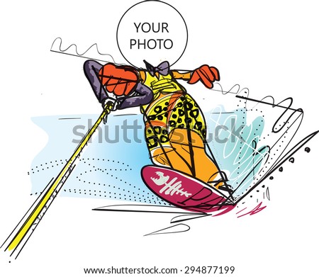 Face cut-out Water skiing