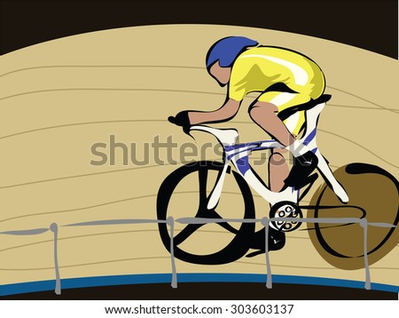 Cycle track. Cyclist in the race track