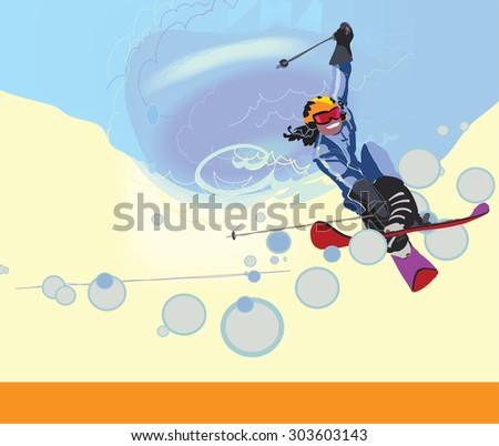 Poster skiing. Cover winter sport