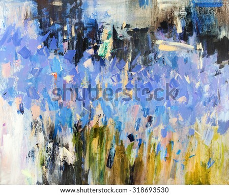 Irises, blue flowers, flowers meadow. Painting, pictorial art