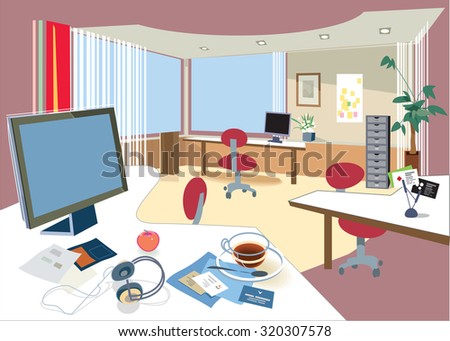 Office open space. Managers and clerks jobs place