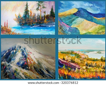 China Mountains, Pa mir, Ti en Sh an, Tibet, Altai Himalaya, Chinese landscape. Painting, pictorial art