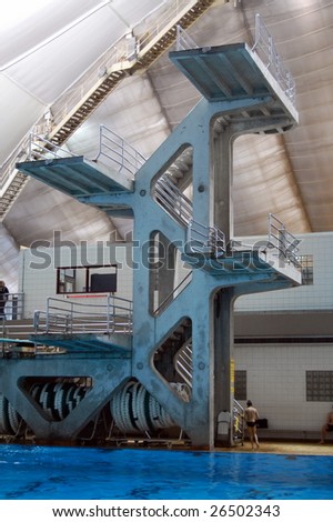 high diving tower at indoor pool; Calgary, Alberta