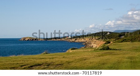 Rocky coastline and water off Cape Breton Island, Nova Scotia, Canada