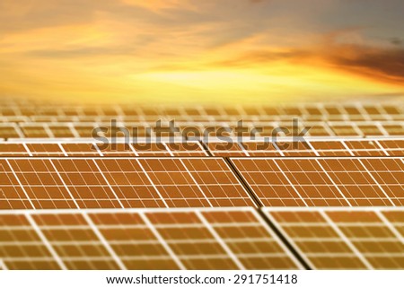 Solar cell panel with sun and sunrise