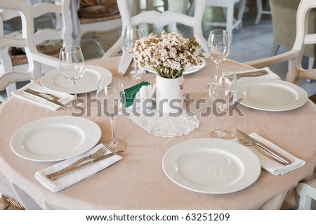 Fine Crystal set out with fine linen napkins and glasses