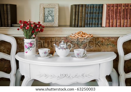 A shot of romantic dinner table in luxury home