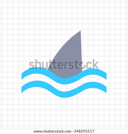 Icon of swimming shark fin above water
