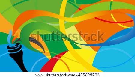 Icon sport torch with colorful wavy stripes. Championship icon, a symbol of victory. Isolated vector illustration.Abstract colorful background with wave, Champions flame.