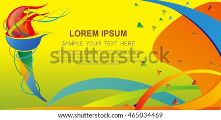 Icon sport torch with colorful wavy stripes. Championship icon, a symbol of victory. Isolated vector illustration.Abstract colorful background with wave, Champions flame.