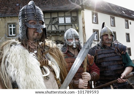 STETTENFELS, GERMANY - APRIL 30: Medieval knights at the Castle Stettenfels on April 30, 2012 in Stettenfels, Germany.