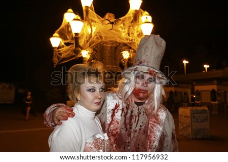 RUST, GERMANY - OCTOBER 31: Halloween party SWR 3, many people celebrate the Halloween party at the Europa Park in Rust, Germany. October 31, 2012.