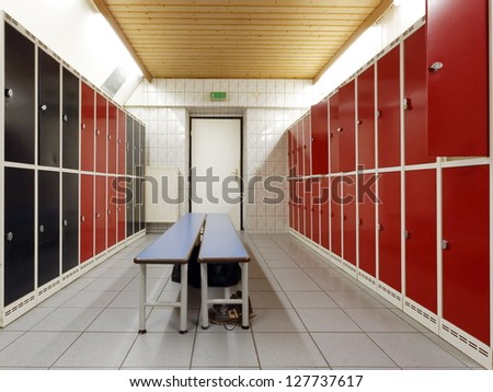 Sportsmen locker room with bench
