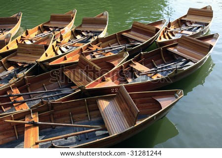 Rowboats in the lake from a boat rental