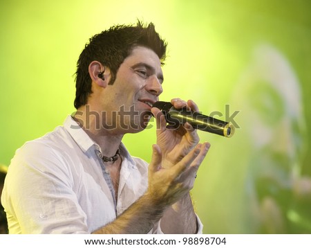 STUTTGART, GERMANY - MARCH 24: Singer Sascha Pierro of the group Marquess live in concert on stage at the festival March 24, 2012 in Stuttgart, Germany