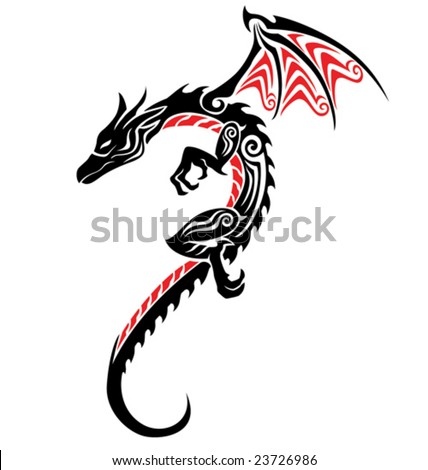 stock vector : dragon tattoo