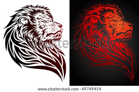 stock vector Lion tribal tattoo style