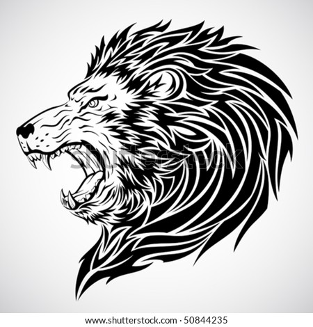 stock vector : Lion Roar Tattoo