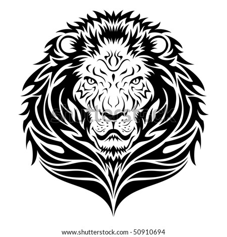 stock photo Lion head tattoo illustration