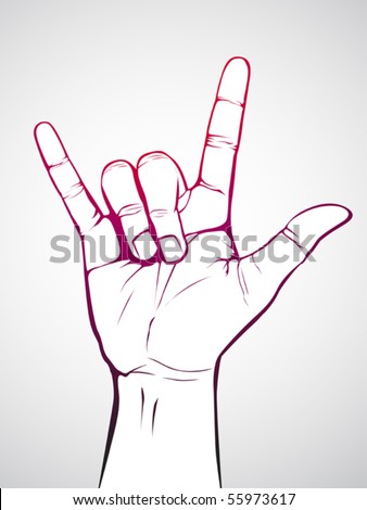 Hand in rock n roll sign
