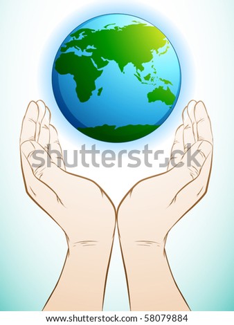 illustration of a hand holding earth