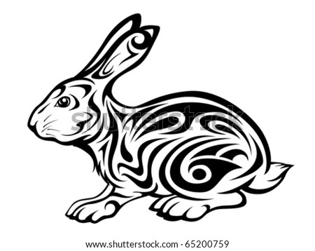 stock vector rabbit tribal tattoo design