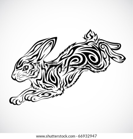 stock vector : tribal rabbit tattoo
