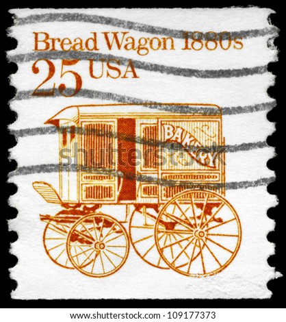 USA - CIRCA 1985: A Stamp printed in USA shows the Bread Wagon, Transportation series, circa 1985