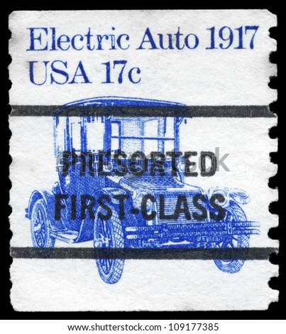 USA - CIRCA 1981: A Stamp printed in USA shows the Electric Auto, Transportation series, circa 1981