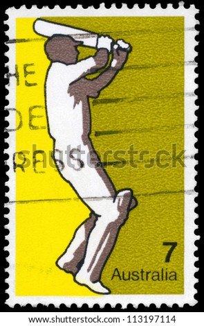 AUSTRALIA - CIRCA 1974: A Stamp printed in AUSTRALIA shows the Cricket, Sport series, circa 1974