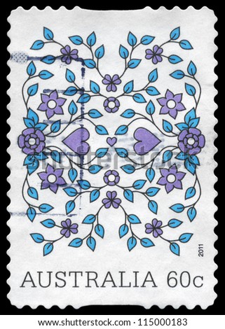 AUSTRALIA - CIRCA 2011: A Stamp printed in AUSTRALIA shows the Flowers pattern, Valentine Day issue, circa 2011