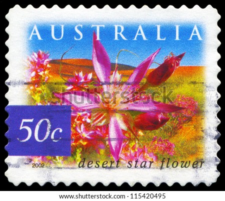 AUSTRALIA - CIRCA 2002: A Stamp printed in AUSTRALIA shows the Desert star flower, Flowers series, circa 2002