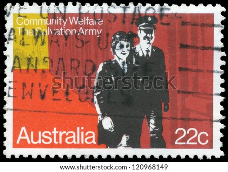 AUSTRALIA - CIRCA 1980: A Stamp printed in AUSTRALIA shows the Salvation Army Officers, Community Welfare series, circa 1980