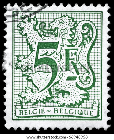 BELGIUM - CIRCA 1980: A Stamp printed in BELGIUM shows the Heraldic Lion, series, circa 1980