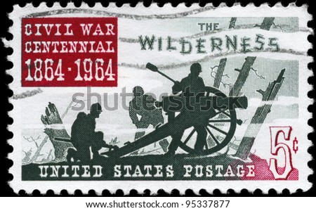 USA - CIRCA 1964: A Stamp printed in USA shows the Battle of the Wilderness, Civil War Centennial Issue, circa 1964
