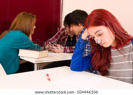 Teenage student not being accepted in the group of her classmates