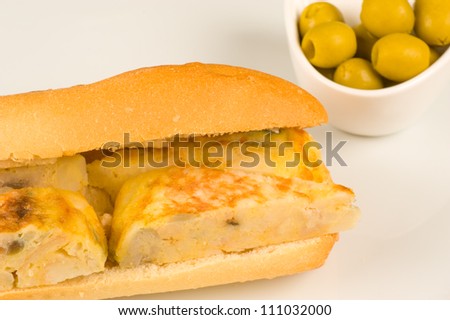 Spanish potato tortilla  in a popular sandwich