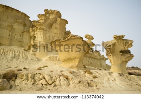 Bizarre geological limestone formation near Mazarron, Murcia, Spain