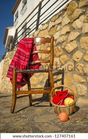 A sunny spot to knit outdoors, traditional village life