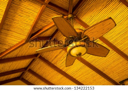 Wooden ceiling fan in classic tropical style