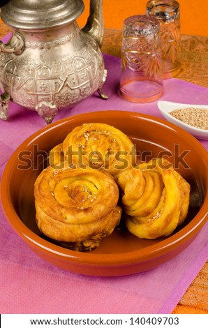 Chebakia, a traditional Moroccan Ramadan flower shaped cookie