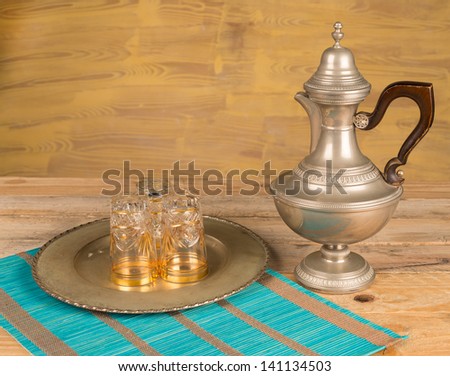 Still life with antique Moroccan tea accessories
