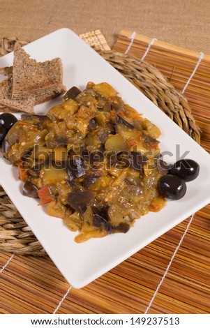 Serving of eggplant caviar, a healthy spread