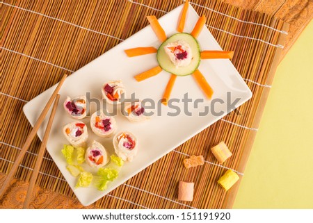 Fake sushi for kids,  food decorated for children