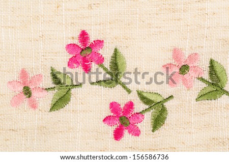 Full frame take of traditional embroidery with floral motives
